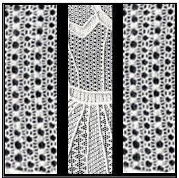 Broderie sur base de tulle et r&eacute;alis&eacute;e &agrave; l'aide de fils blancs ou de couleurs